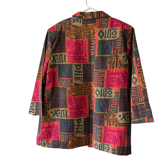 VINTAGE MULTI COLOR 100% COTTON BLAZER WOMENS SIZE LARGE - Picture 2 of 4